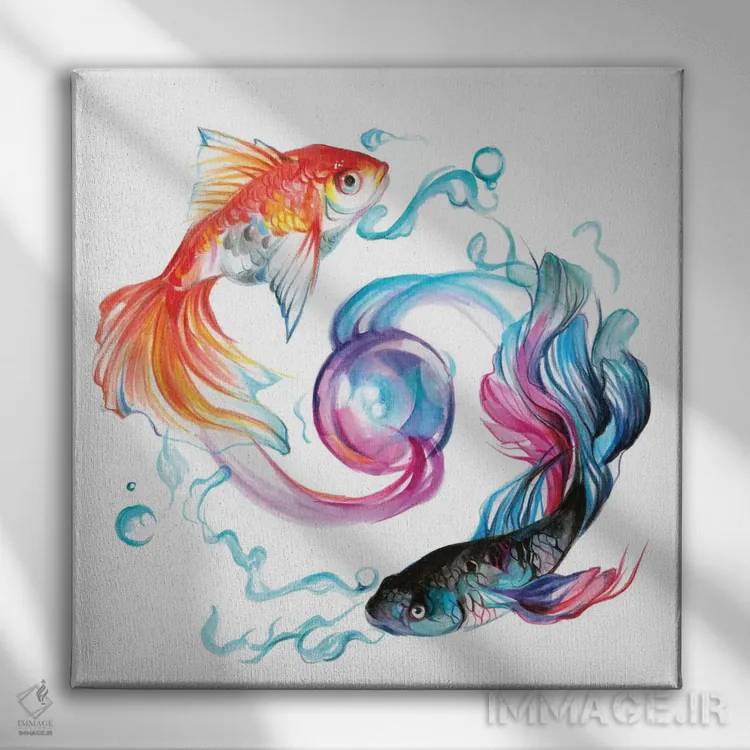تابلو دکوراتیو ماهی اثر کتی لیپسکامب - نمای روبهرو روی دیوار