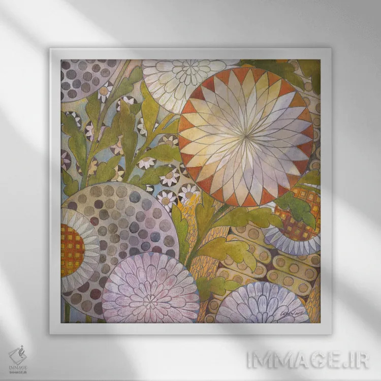 تابلو انتزاعی باغ خیالی ۲ اثر کاترین لاول - نمای قابدار سفید