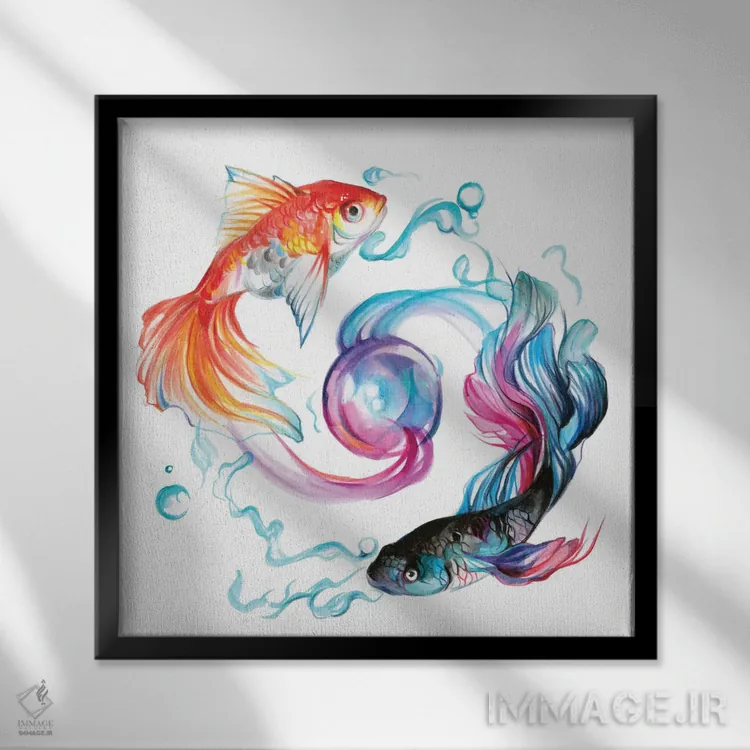 تابلو دکوراتیو ماهی اثر کتی لیپسکامب - نمای قابدار مشکی