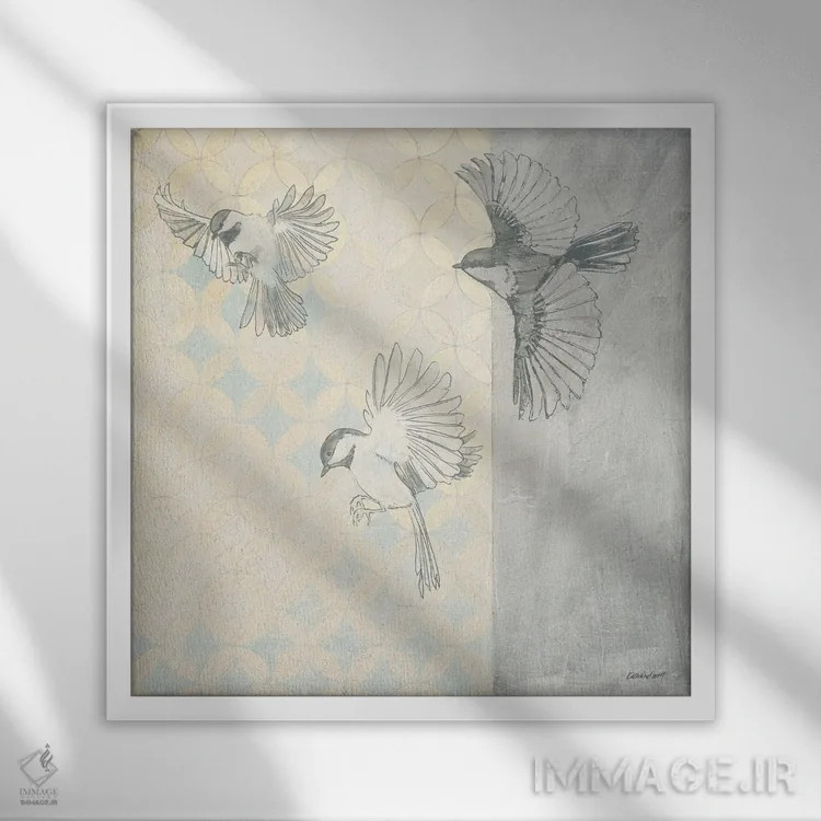 تابلو دکوراتیو فرود چکاده ها اثر کاترین لاول - نمای قابدار سفید