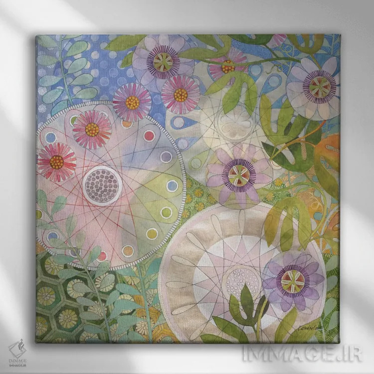 تابلو انتزاعی باغ خیالی ۴ اثر کاترین لاول - نمای روبهرو روی دیوار