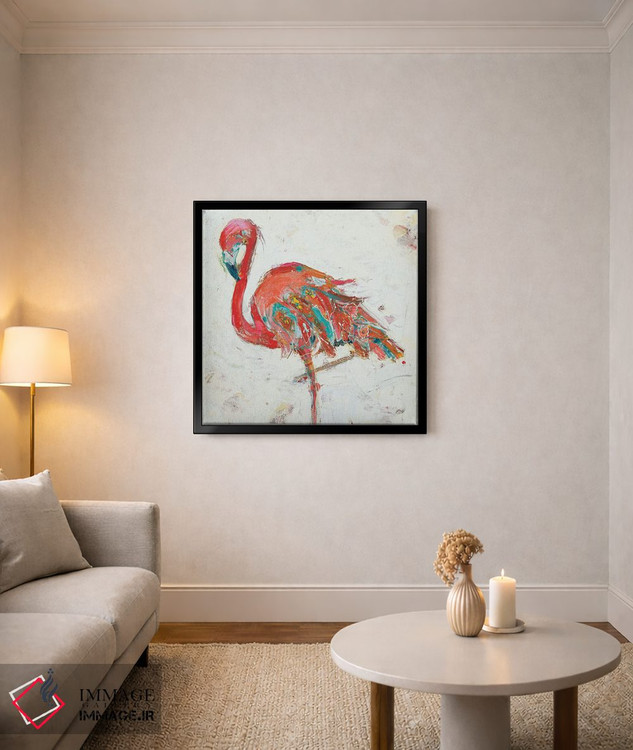 تابلو دکوراتیو فلامینگو روی زمینه سفید اثر کلی دی - D4B