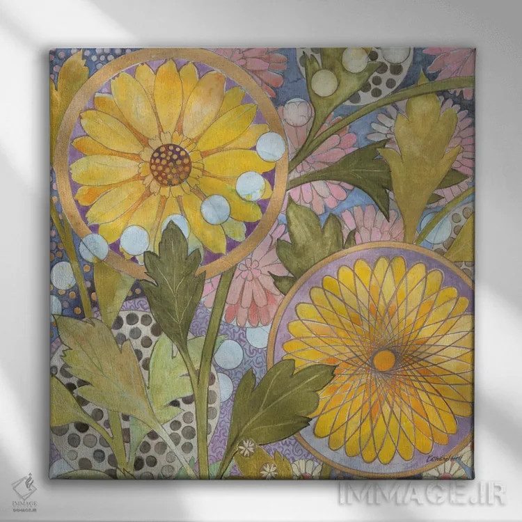 تابلو انتزاعی باغ خیالی ۱ اثر کاترین لاول - نمای روبهرو روی دیوار