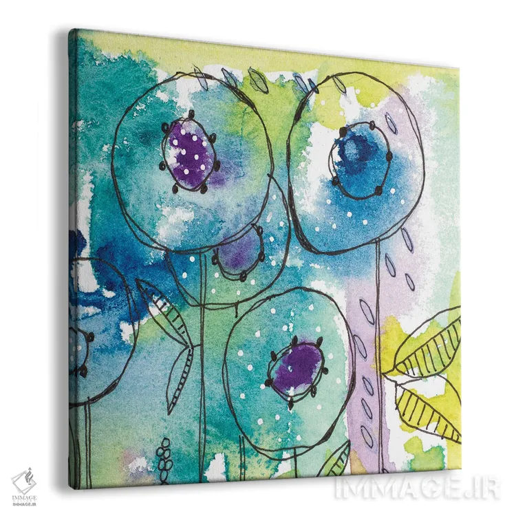 تابلو دکوراتیو پاشش رنگ آبرنگی گل ها اثر کرینلاکس - نمای پرسپکتیو محصول