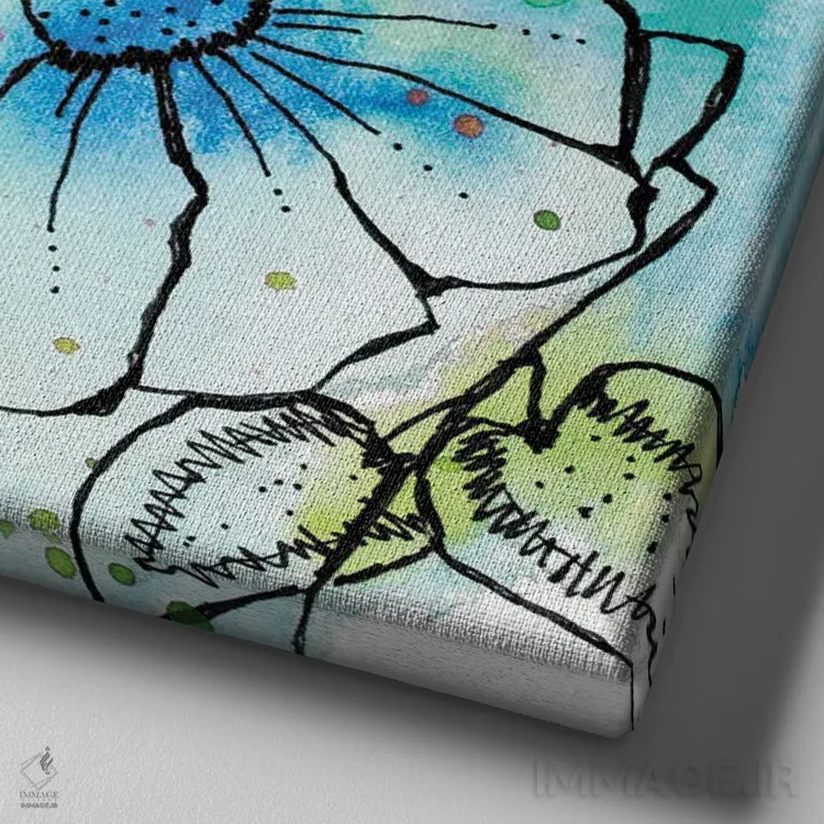 تابلو دکوراتیو میدان فوران ها و شکوفه های آبی اثر کرینلاکس - نمای نزدیک بافت بوم