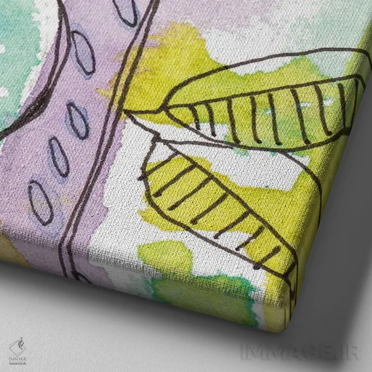 تابلو دکوراتیو پاشش رنگ آبرنگی گل ها اثر کرینلاکس - نمای نزدیک بافت بوم