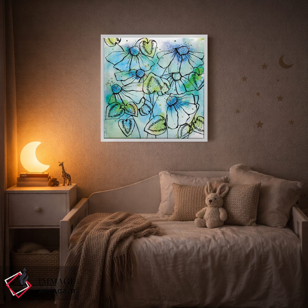 تابلو دکوراتیو میدان فوران ها و شکوفه های آبی اثر کرینلاکس - D2W