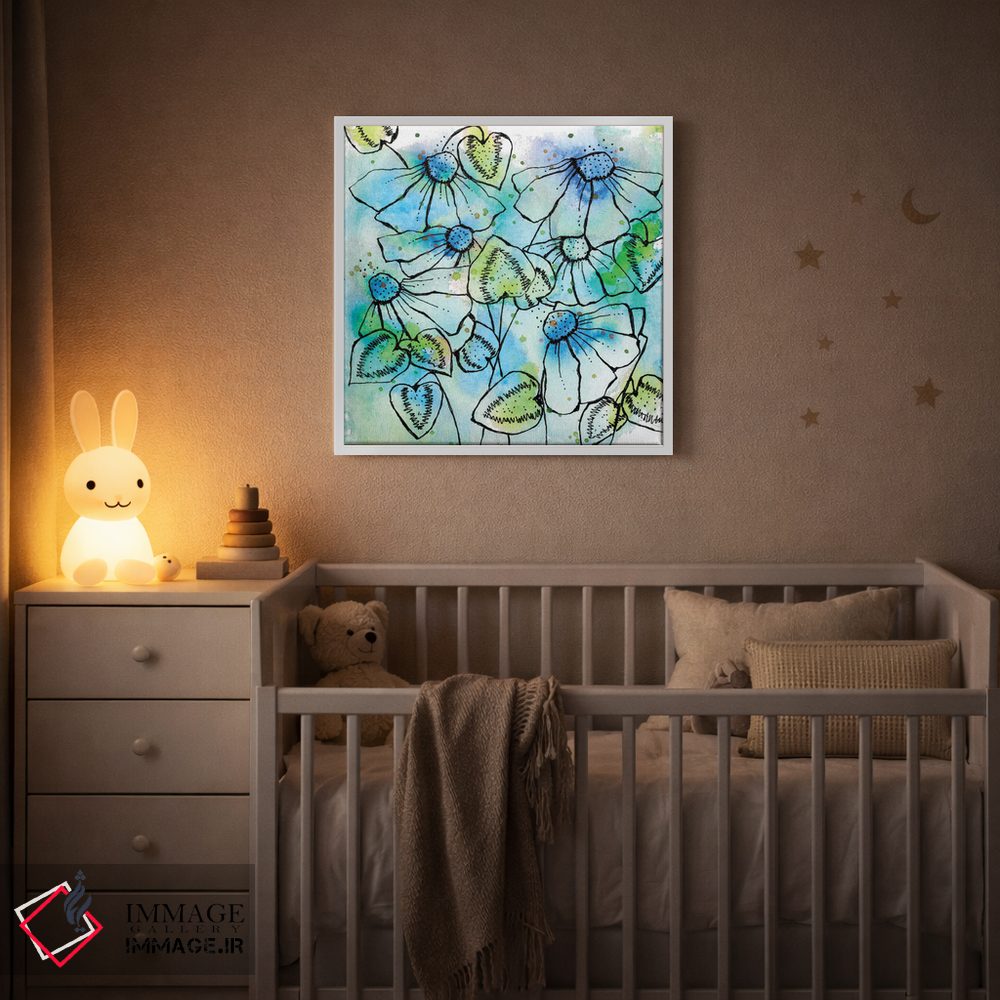 تابلو دکوراتیو میدان فوران ها و شکوفه های آبی اثر کرینلاکس - D3W