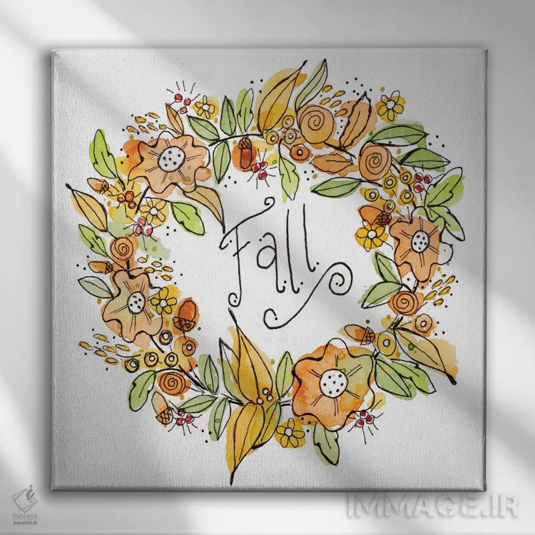 تابلو دکوراتیو تاج گل پاییزی اثر کرینلاکس - نمای روبهرو روی دیوار