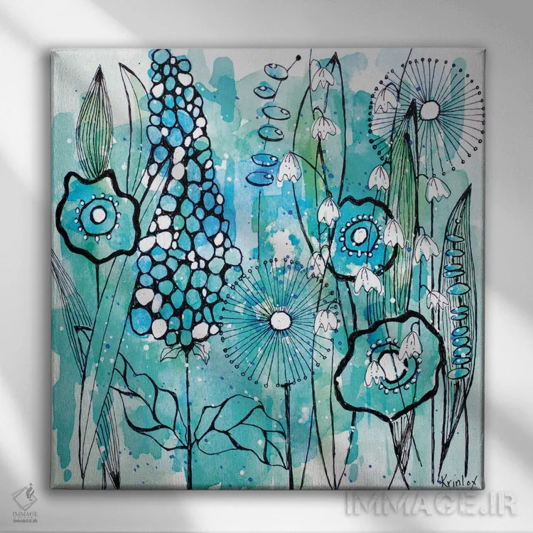 تابلو مینیمال روز خنک گل ها اثر کرینلاکس - نمای روبهرو روی دیوار