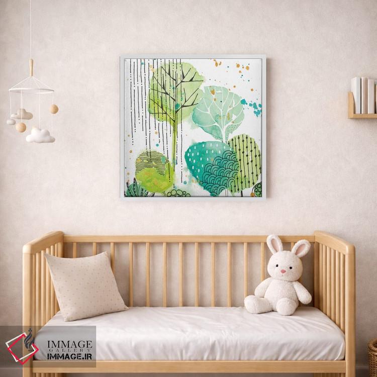 تابلو دکوراتیو برگ های سبز مهر شده مربع ۲ اثر کرینلاکس - D1W