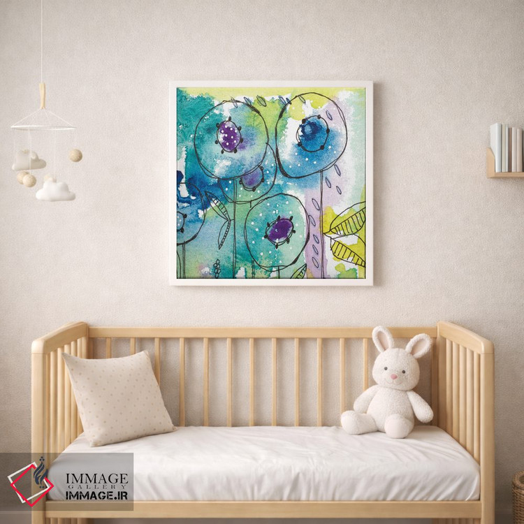 تابلو دکوراتیو پاشش رنگ آبرنگی گل ها اثر کرینلاکس - D1W