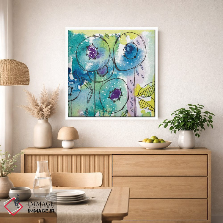 تابلو دکوراتیو پاشش رنگ آبرنگی گل ها اثر کرینلاکس - D4W