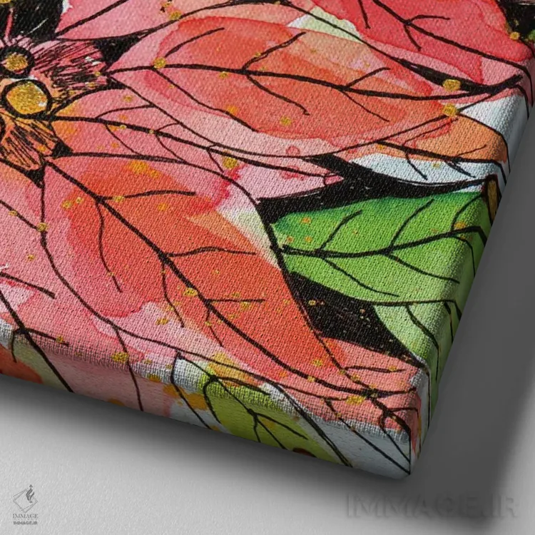 تابلو دکوراتیو کوکب کریسمسی پرطراوت ۱ اثر کرینلاکس - نمای نزدیک بافت بوم