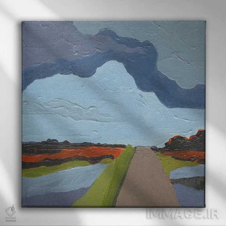 تابلو انتزاعی پایین جاده اثر کندون کریشنز - نمای روبهرو روی دیوار