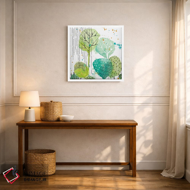 تابلو دکوراتیو برگ های سبز مهر شده مربع ۲ اثر کرینلاکس - D5W