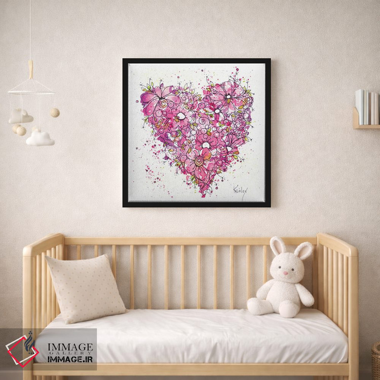 تابلو دکوراتیو قلبی از گل ها اثر کرینلاکس - D2B