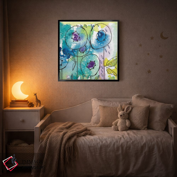 تابلو دکوراتیو پاشش رنگ آبرنگی گل ها اثر کرینلاکس - D5B