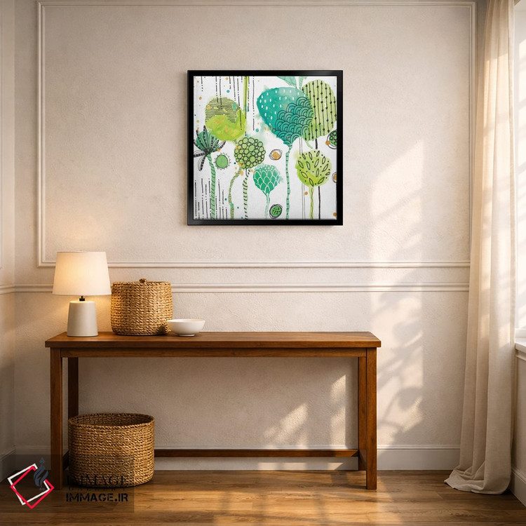 تابلو دکوراتیو برگ های سبز مهر شده مربع ۱ اثر کرینلاکس - D5B