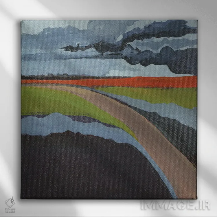 تابلو انتزاعی به سمت چپ اثر کندون کریشنز - نمای روبهرو روی دیوار