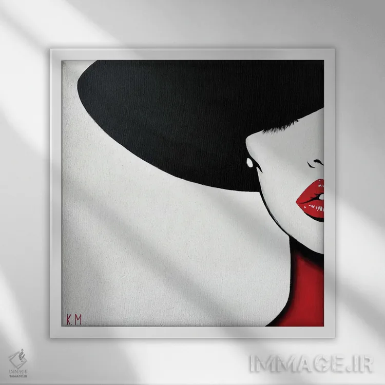 تابلو دکوراتیو جذابیت خاموش سرخ اثر کریستینا مالن - نمای قابدار سفید