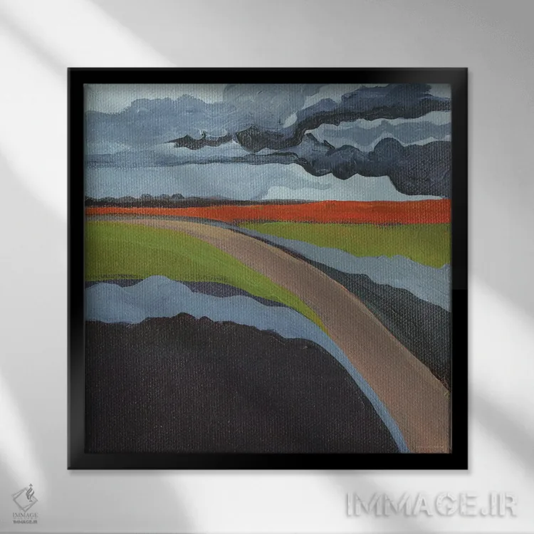 تابلو انتزاعی به سمت چپ اثر کندون کریشنز - نمای قابدار مشکی