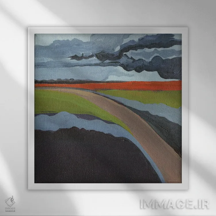 تابلو انتزاعی به سمت چپ اثر کندون کریشنز - نمای قابدار سفید