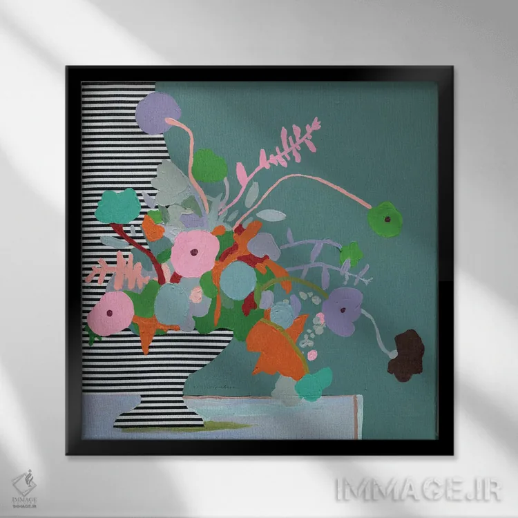 تابلو دکوراتیو خطوط وحشی اثر کندون کریشنز - نمای قابدار مشکی