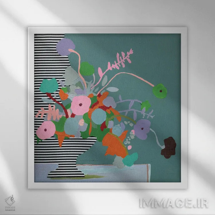 تابلو دکوراتیو خطوط وحشی اثر کندون کریشنز - نمای قابدار سفید