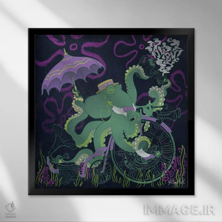 تابلو دکوراتیو هشت پای شیک پوش اثر کلسی مرکل - نمای قابدار مشکی