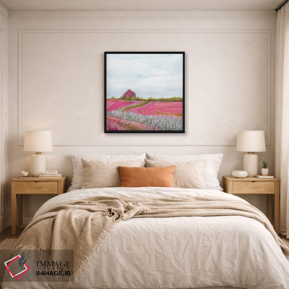 تابلو مدرن مزرعه پاییزی صورتی اثر کندون کریشنز - D5B