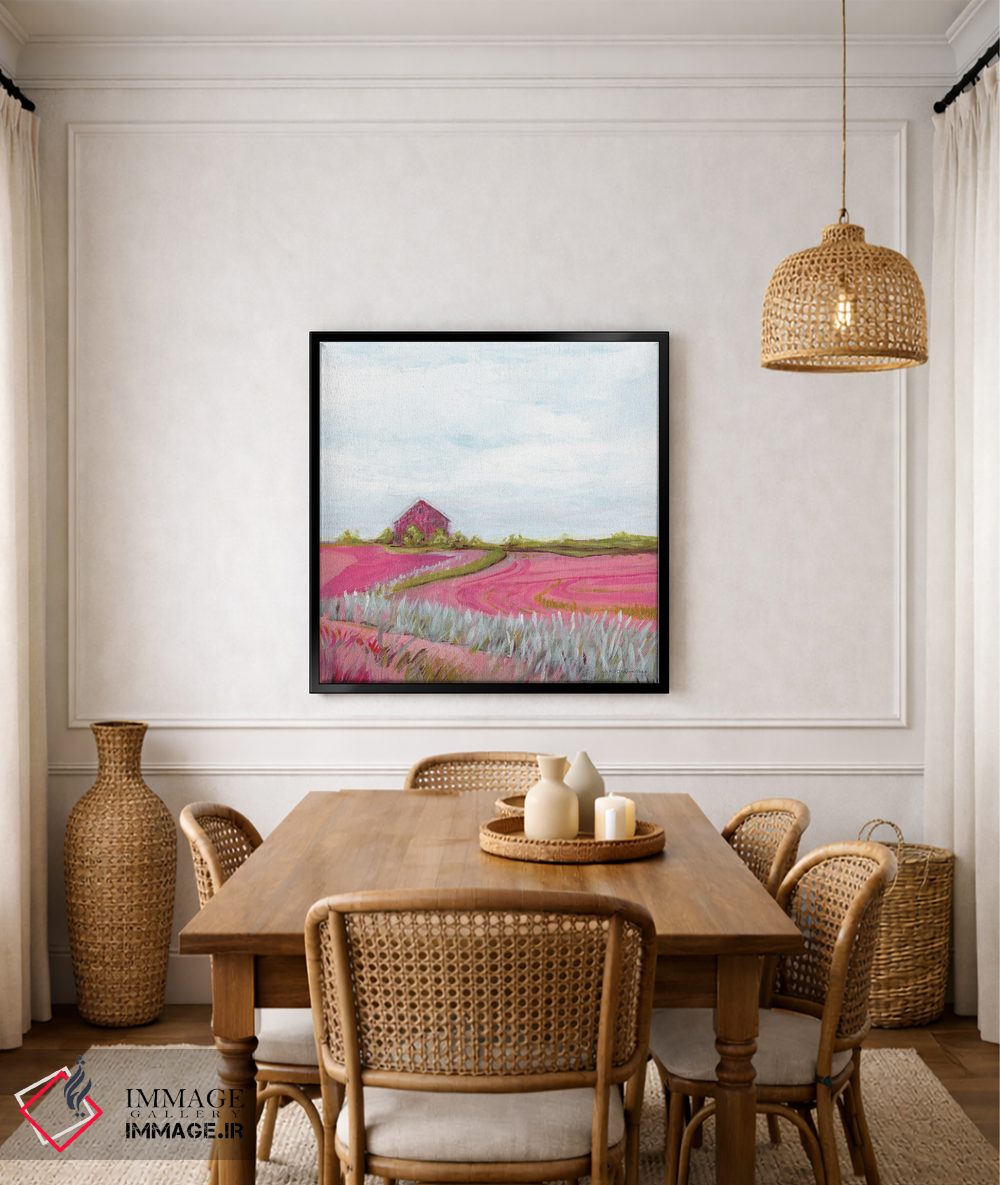 تابلو مدرن مزرعه پاییزی صورتی اثر کندون کریشنز - D6B