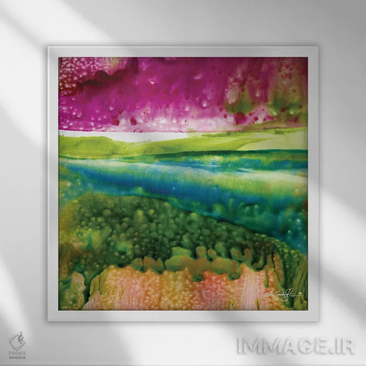 تابلو انتزاعی انتزاع مومی بیست ودوم اثر کتی مورتون استنیون - نمای قابدار سفید