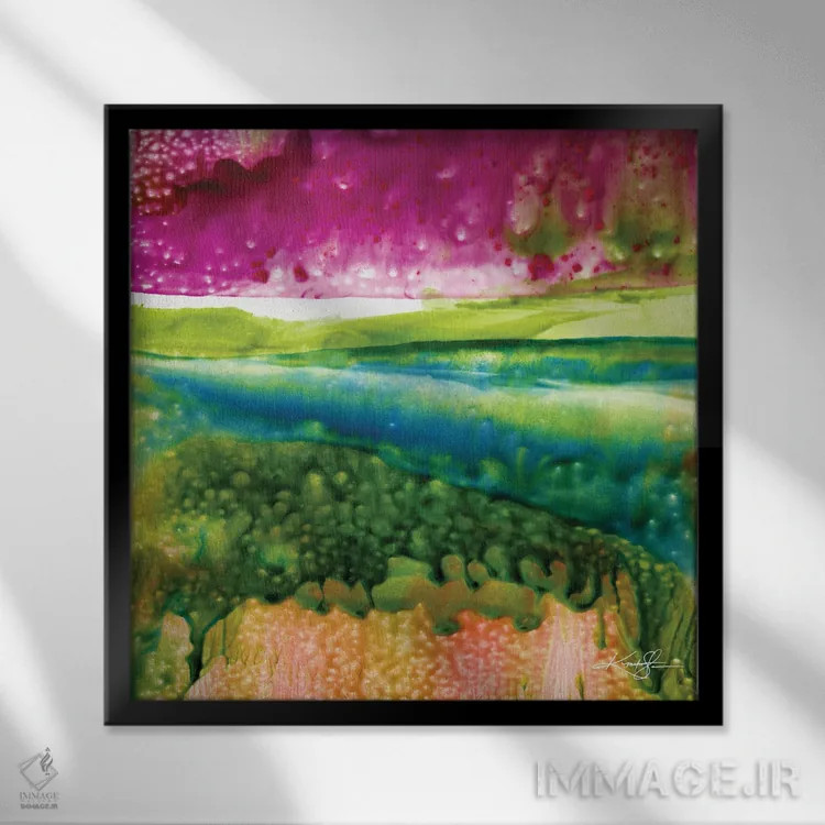 تابلو انتزاعی انتزاع مومی بیست ودوم اثر کتی مورتون استنیون - نمای قابدار مشکی