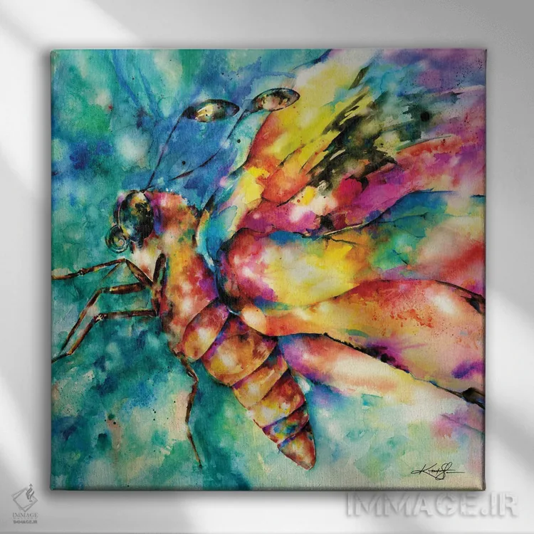 تابلو دکوراتیو پروانه دوم اثر کتی مورتون استنیون - نمای روبهرو روی دیوار