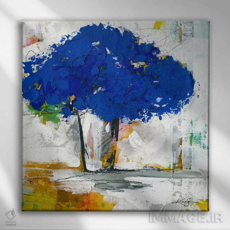 تابلو انتزاعی دسته گل XIX اثر کتی مورتون استنیون - نمای روبهرو روی دیوار