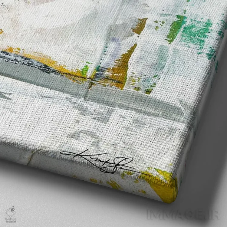 تابلو انتزاعی دسته گل XIX اثر کتی مورتون استنیون - نمای نزدیک بافت بوم