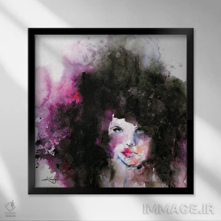 تابلو دکوراتیو موی پرپشت دوم اثر کتی مورتون استنیون - نمای قابدار مشکی