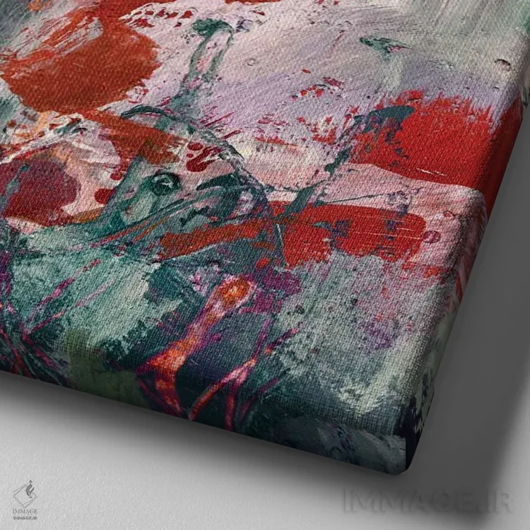 تابلو انتزاعی گل های انتزاعی LXIX-II اثر کتی مورتون استنیون - نمای نزدیک بافت بوم