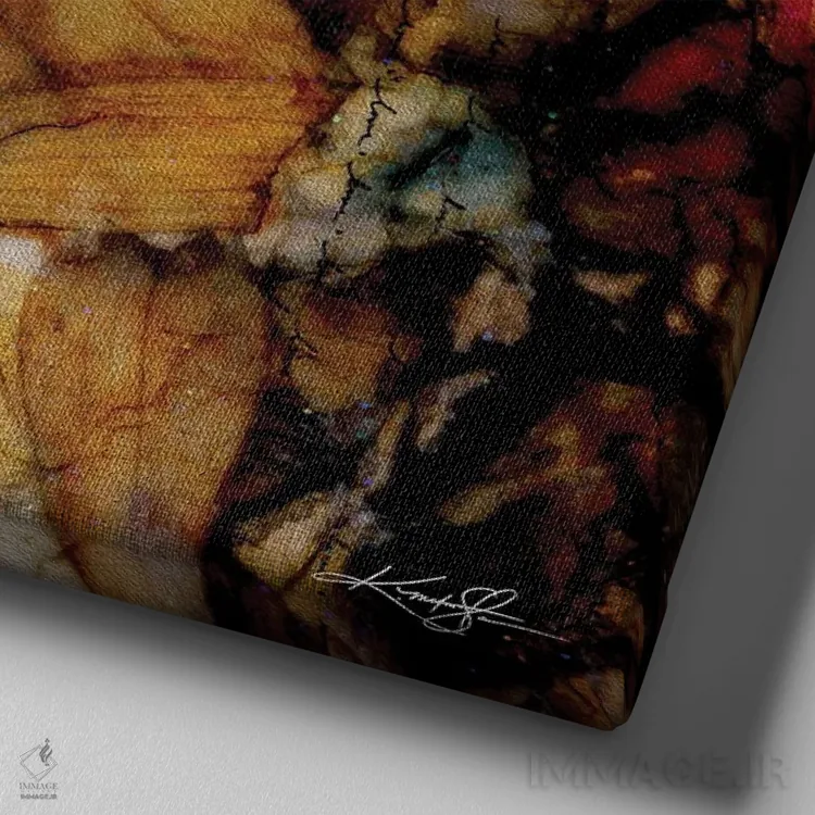 تابلو دکوراتیو عشق بودا I اثر کتی مورتون استنیون - نمای نزدیک بافت بوم