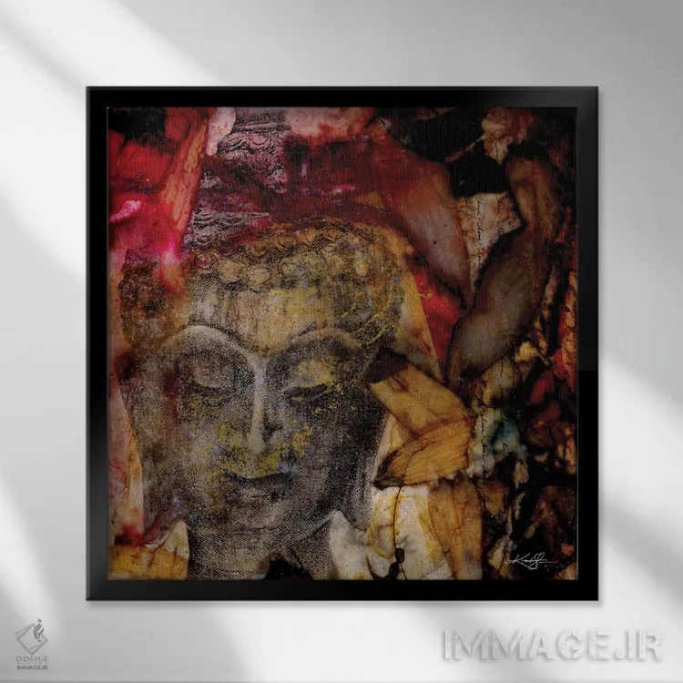 تابلو دکوراتیو عشق بودا I اثر کتی مورتون استنیون - نمای قابدار مشکی