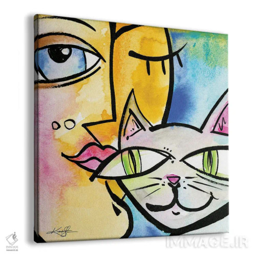 تابلو مینیمال گربه دیوانه من ششم اثر کتی مورتون استنیون - نمای پرسپکتیو محصول