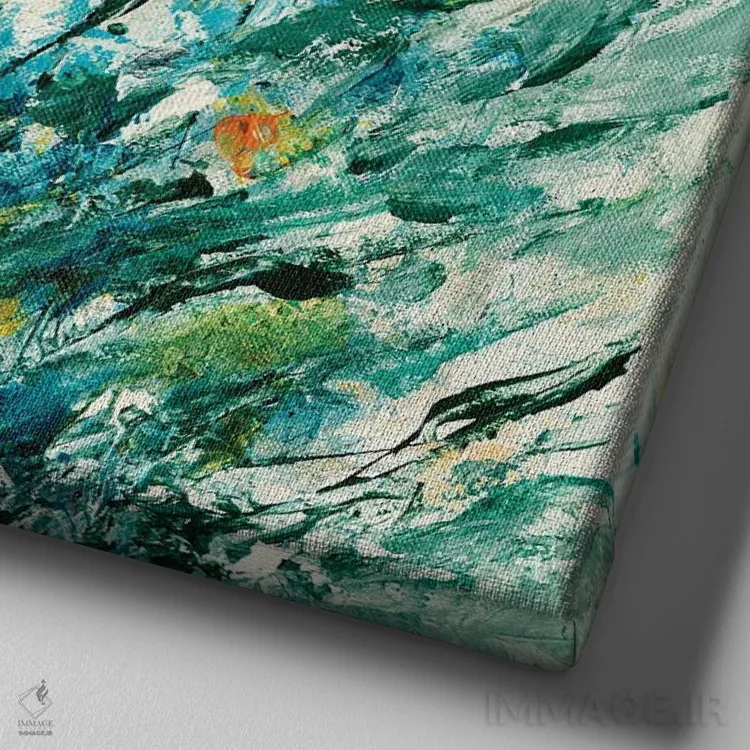 تابلو انتزاعی پیش از باران اثر کتی مورتون استنیون - نمای نزدیک بافت بوم