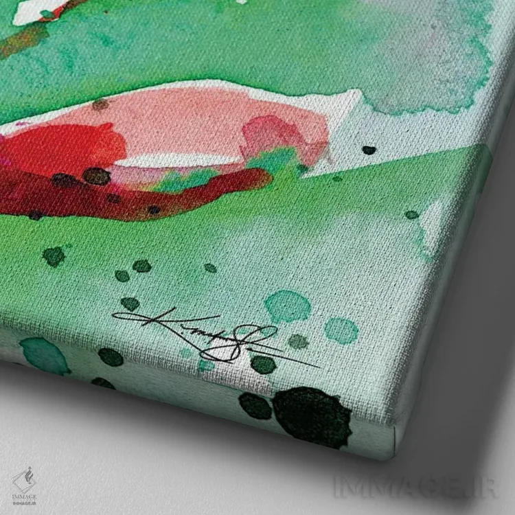 تابلو دکوراتیو عشق شقایق ۱ اثر کتی مورتون استنیون - نمای نزدیک بافت بوم