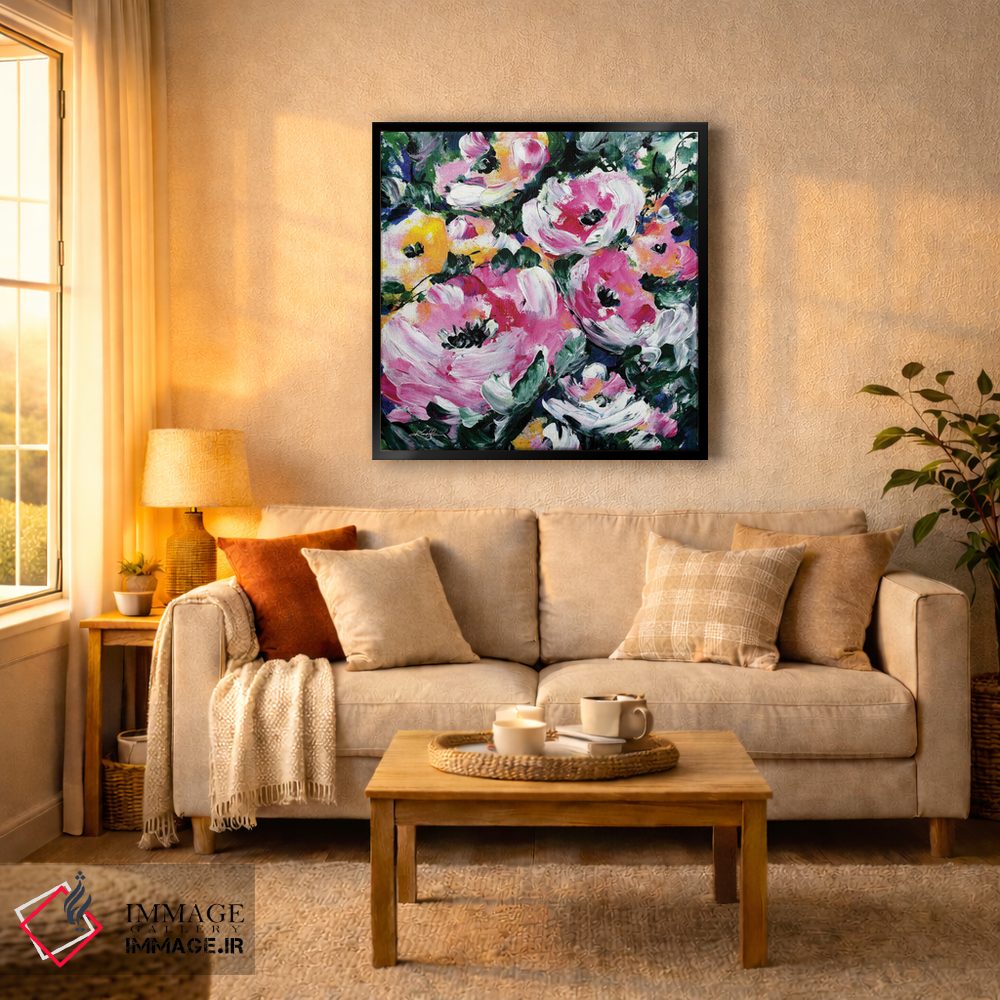 تابلو دکوراتیو شکوفه های صورتی اثر کتی مورتون استنیون - D5B