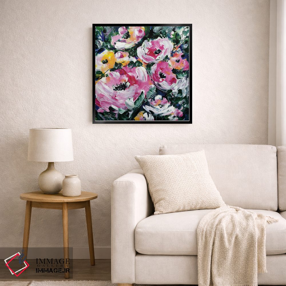 تابلو دکوراتیو شکوفه های صورتی اثر کتی مورتون استنیون - D6B