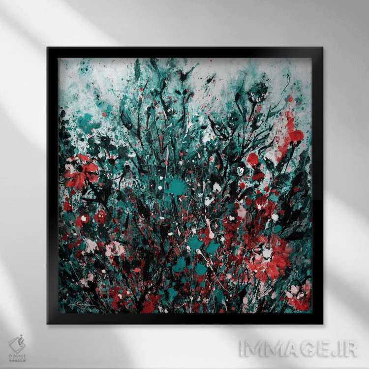 تابلو انتزاعی رویای گل ها دوم-دوم اثر کتی مورتون استنیون - نمای قابدار مشکی