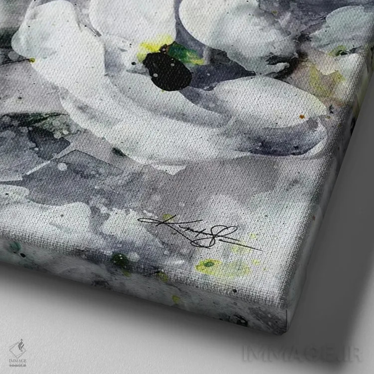 تابلو انتزاعی آرزوهای شکوفا دهم-دوم اثر کتی مورتون استنیون - نمای نزدیک بافت بوم