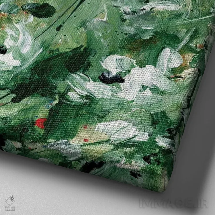 تابلو انتزاعی سرسبز اثر کتی مورتون استنیون - نمای نزدیک بافت بوم