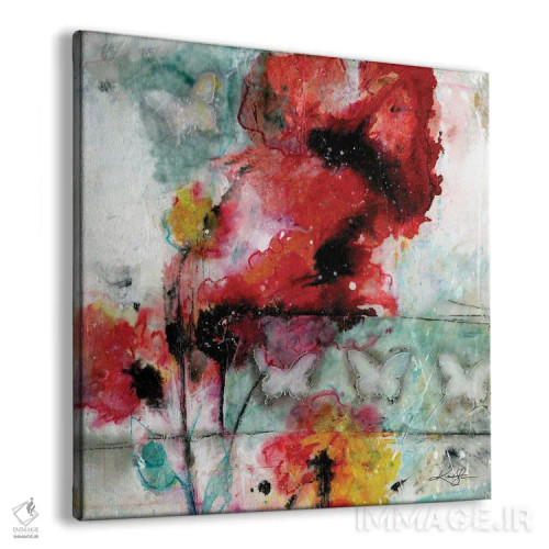 تابلو انتزاعی عاشقانه شقایق سوم اثر کتی مورتون استنیون - نمای پرسپکتیو محصول